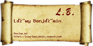Lőwy Benjámin névjegykártya